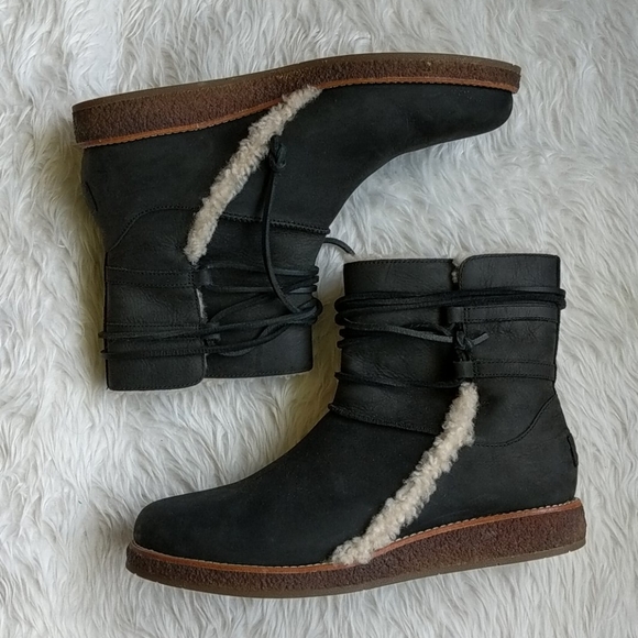 UGG Luisa Black Wraparound Boots - Picture 2 of 9